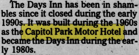 Capitol Park Motor Hotel - Aug 2000 Article